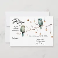 Rustic Woodland Love Birds Celebration RSVP Card