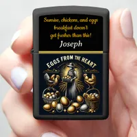 Heartfelt Moments on an Egg Farm at Sunrise Zippo Lighter