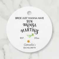 Bikinis & Martinis Tropical Pool Hen Bachelorette Favor Tags