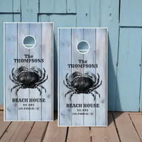 Rustic Vintage Crab Family Beach House Cornhole Set