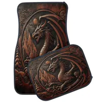 Majestic Dragon Carved in Imitation Leather Design Car Floor Mat