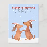 Dachshunds Sausage Dogs One I Love Merry Christmas Postcard