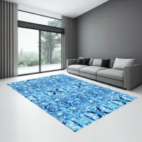 Blue Ice Rose Abstract Photo Edit tiled Rug