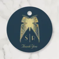 Art Deco Butterfly Monogram "Thank You" Favor Tags