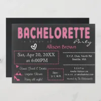 Chalkboard pink Lingerie Shower Bachelorette Invitation