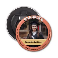 Custom Graduation Photo Graduate Chic Peach Bottle Opener