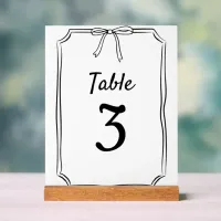 Modern Simple Chic Bow Wedding Table Number Acrylic Sign