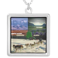 Fairbanks, Alaska Collage Silver Plated Necklace