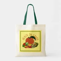 Peach on Earth Funny Christmas Pun Tote Bag