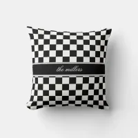 Black and White Checkerboard ID148 Throw Pillow