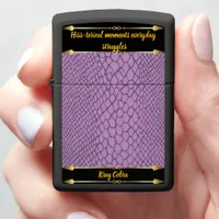 Vibrant snakeskin pattern in soft purple tones zippo lighter