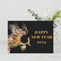 Year Of The Dragon Black Red Chinese New Year 2024 Holiday Card