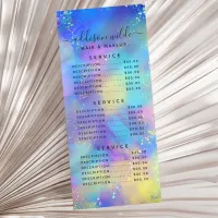 Holographic Sparkle Opal Iridescent Service Price Rack Card