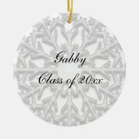 White Snowflake Graduation Photo Ceramic Ornament