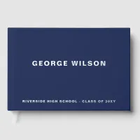 Custom Navy High School Grad Party Graduation  Foil Guest Book