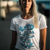 Keep Calm and Sail On With Ocean Waves Graphic T-Shirt