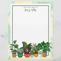 Personalized Houseplants Green and Yellow Letterhead