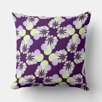 Modern Retro Lime and Pink Deco Art  Flowers Throw Pillow