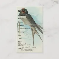 Vintage Barn Swallow Christmas Greeting Business Card