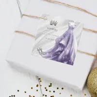 Silver Purple Dress Princess Quincea&#241;era  Favor Tags