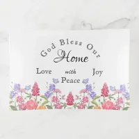 God Bless Our Home White Floral Wildflower Trinket Tray