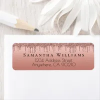 Rose Gold Dripping Glitter Return Address Labels