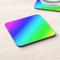 Colorful Rainbow Green Blue Purple Diagonal Blend Coaster