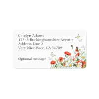 Poppies, Wildflowers, and Butterflies Floral Label