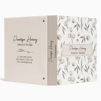 Cotton Greenery Watercolor Therapist Makeup Artist 3 Ring Binder