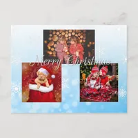 Blue Merry Christmas Personalized Photo Postcard