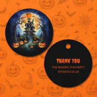 Halloween Haunted House with Pumpkins Party Favor Tags