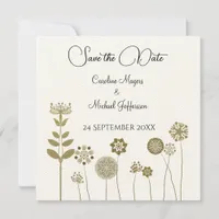 Elegant Timeless Soft Gold Floral Minimalism Save The Date