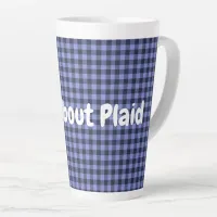 Buffalo Plaid Blue & Black Monogram Simple | Latte Mug