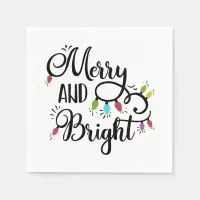 merry and bright holiday lights napkins