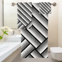 Modern stripes in black, white and gray - cool   bath towel set