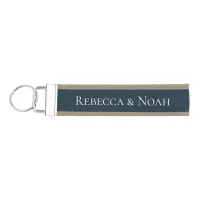 Simple Minimalist Elegant Understated Text Wedding Wrist Keychain