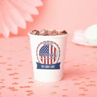 God Bless America, Retro Font and Patriotic Design Paper Cups