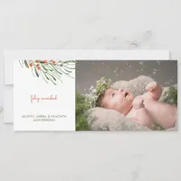 Rustic Foliage Berries Feliz Navidad Christmas Holiday Card