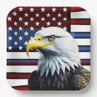 Patriotic American Eagle and US Flag Paper Plates