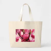 Pink Tulips Large Tote Bag
