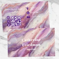 Elegant Purple Lavender Marble Agate Glitter Veins Business Card