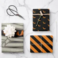 Halloween Mummy Eyes/Bats/Stripes Orange ID685 Wrapping Paper Sheets