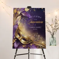 Masquerade Quincea&#241;era Welcome Purple Gold ID1031 Foam Board