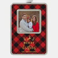 Buffalo Plaid Merry Christmas Monogram Christmas Ornament