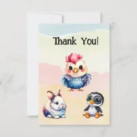 Wild One Happy Fun Woodland Animals Watercolor Thank You Card