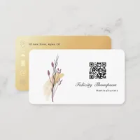 Gold and Rose Gold Brush Strokes QR Code Business Card