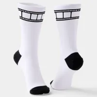 Movie Film Reel Black and White Socks