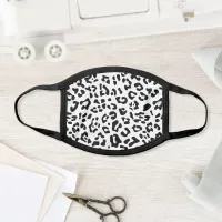 Girly White and Black Leopard Spots Face Mask