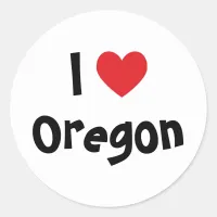 I Love Oregon Classic Round Sticker