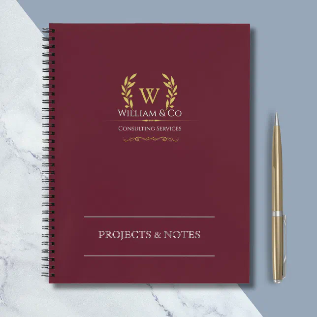 ... Burgundy Gold Monogram Notebook